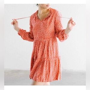 Rails Everly Carmine Daisies Tiered A-line Flowy Dress Size XS